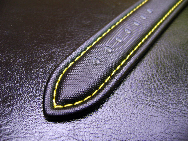 Black Sailcloth Strap with Yellow Stitching