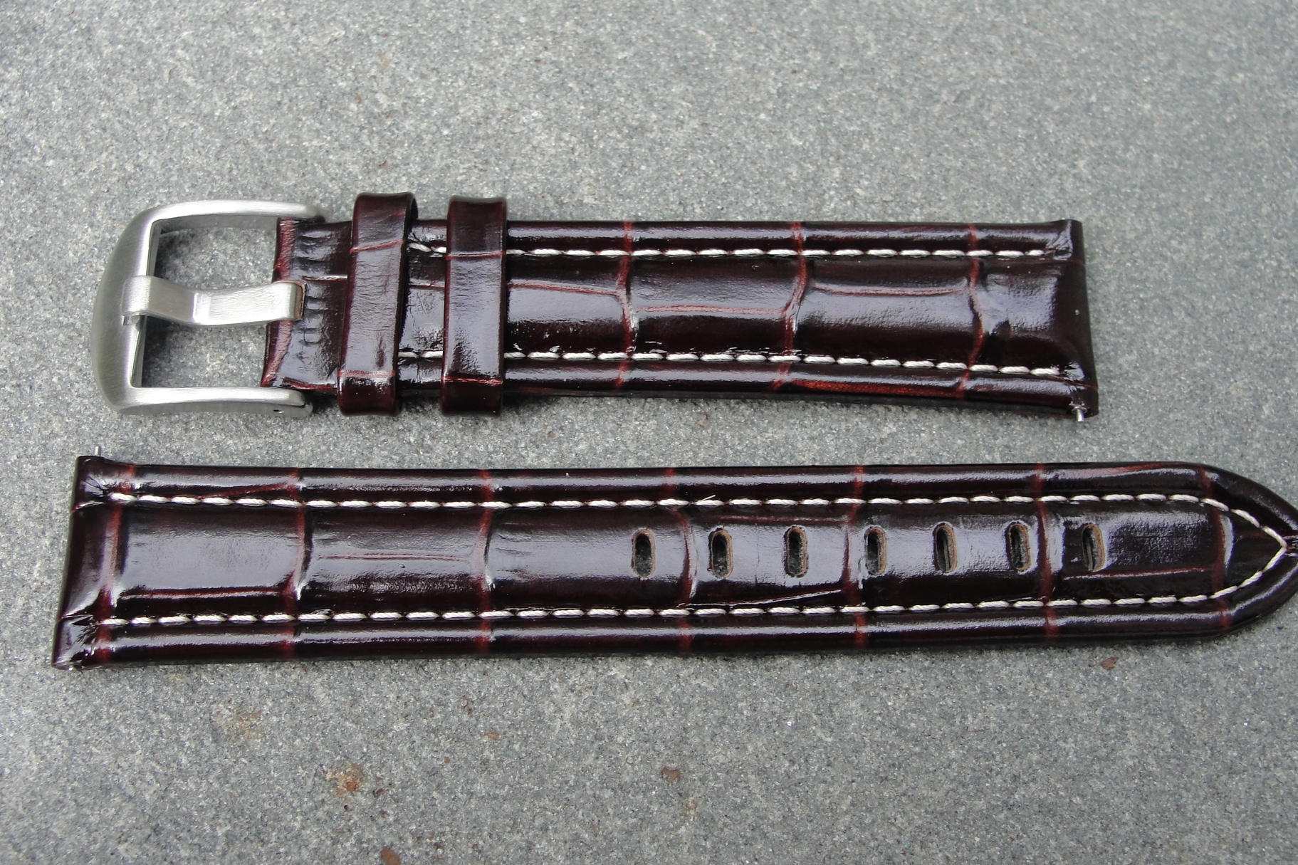 Croc Elite Brown Strap with White Stitch